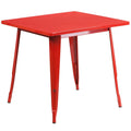 Flash Furniture Felix Commercial Grade 31.5" Square Red Metal Indoor-Outdoor Table