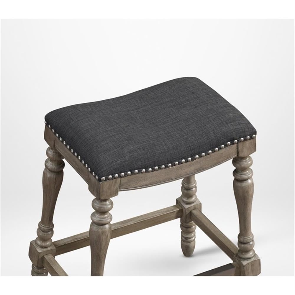 Comfort Pointe Collins Charcoal Fabric Saddle Seat Wood Frame Counter Stool