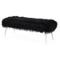 Pangea Home Lammy 17" Modern Metal & Faux Fur Bench In Black/Silver