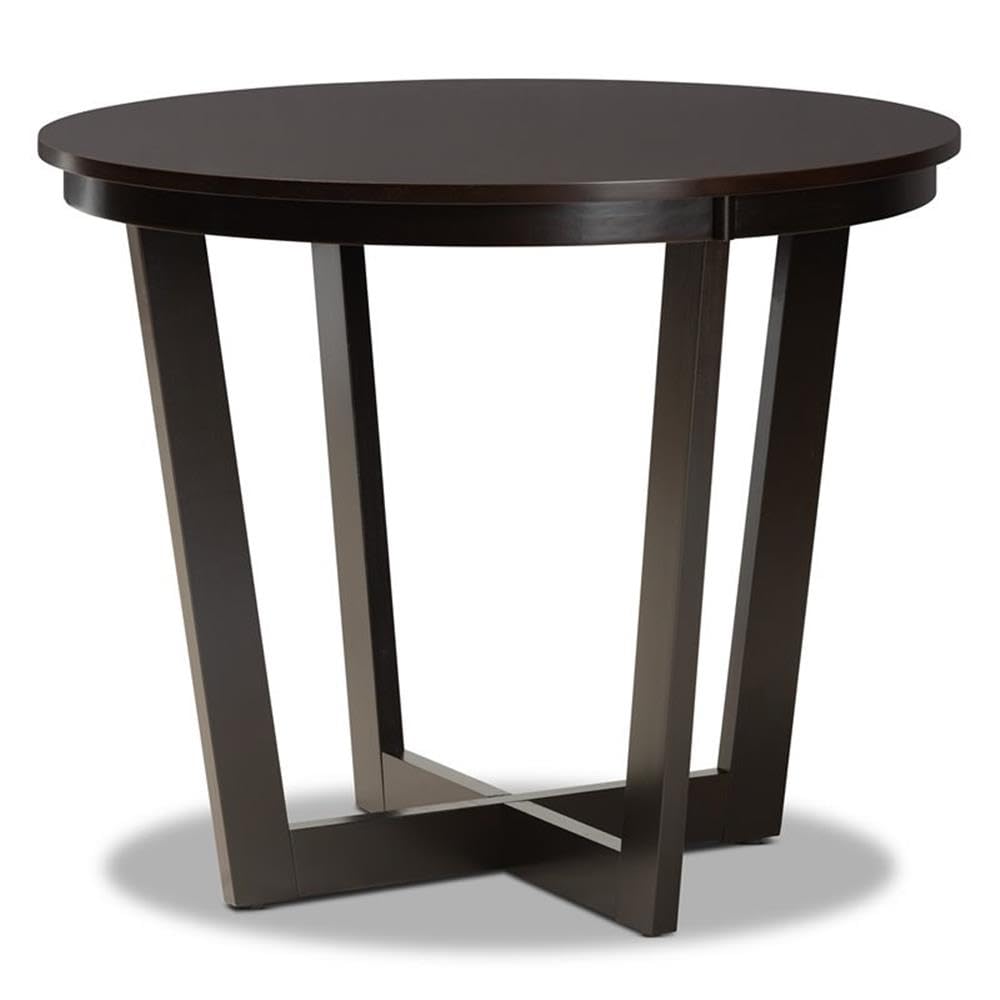 Baxton Studio Alayna Modern and Contemporary Dark Brown Finished 35-Inch-Wide Round Wood Dining Table