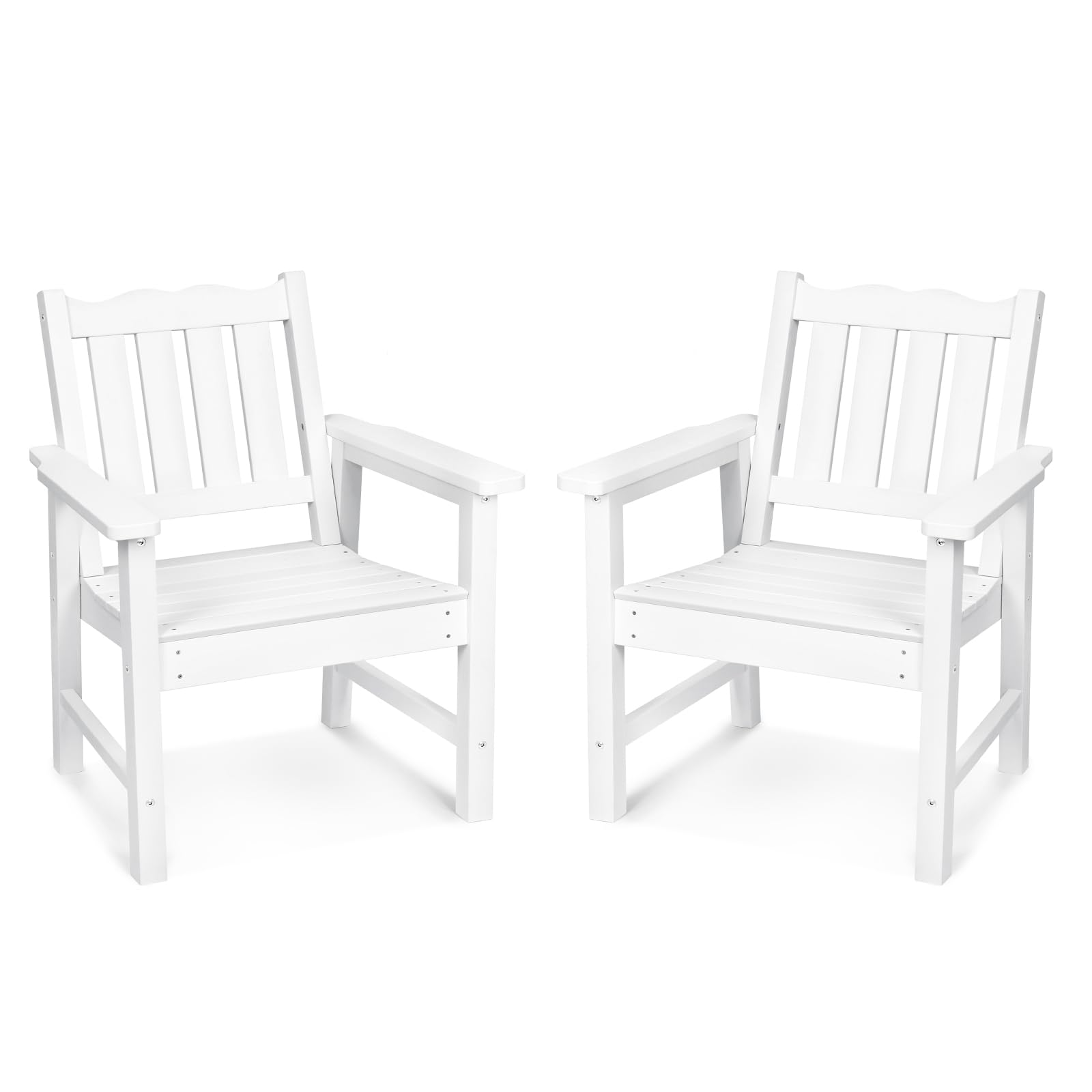 All-Weather Patio Chairs Set Of 2, Hips Outdoor Chairs With 400 Lbs Weight Capacity, Patio Dining Chairs For Backyard, Deck, Garden And Porch, White