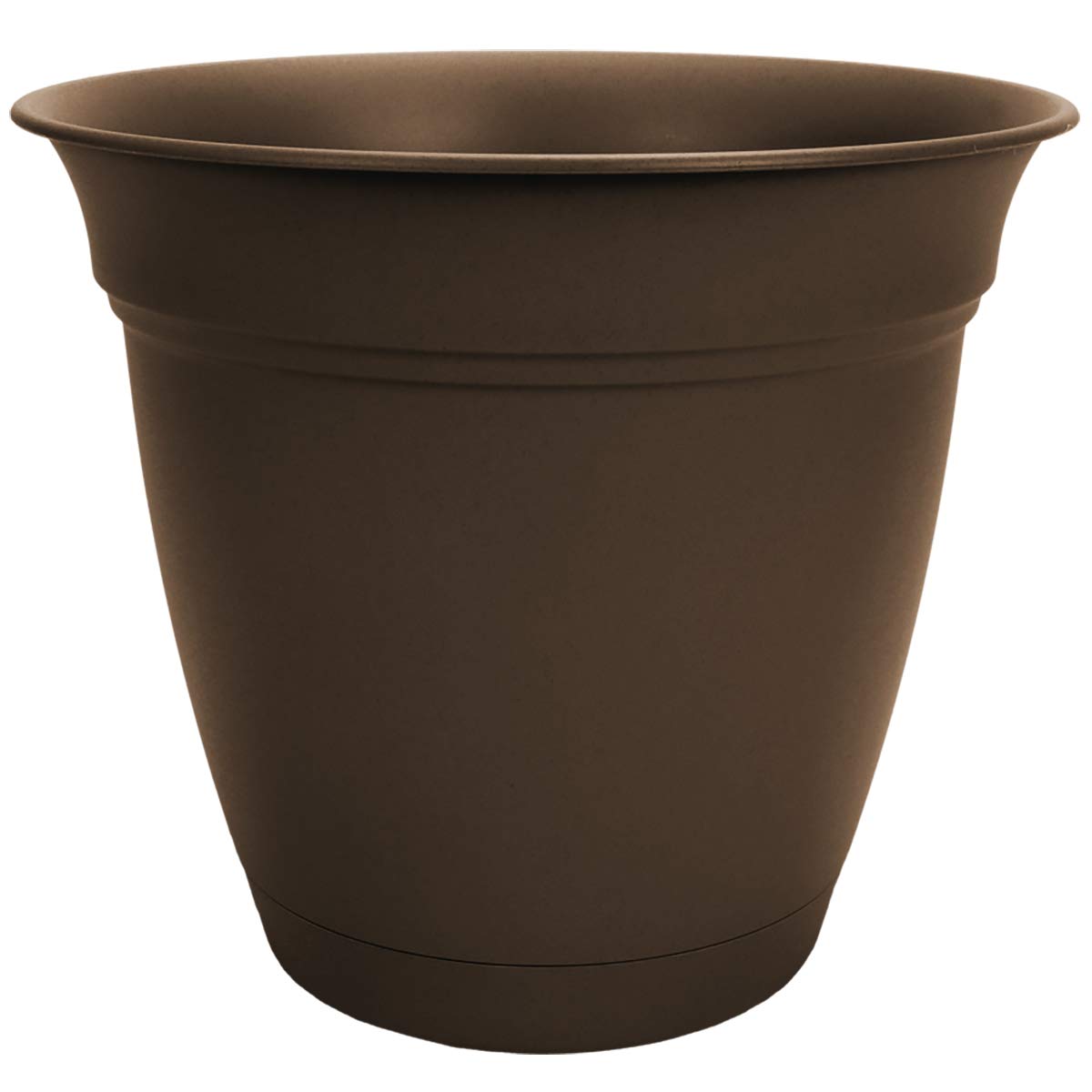 The Hc Companies 10 Inch Eclipse Round Planter With Saucer - Indoor Outdoor Plant Pot For Flowers, Vegetables, And Herbs, Chocol