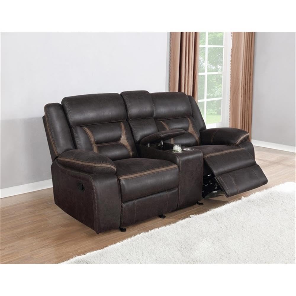 Coaster Home Furnishings Greer Upholstered Motion Reclining Loveseat, Brown
