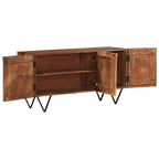 vidaXL Solid Mango Wood Sideboard with V-Shaped Steel Legs - Spacious Rustic Cabinet for Living Room, Lounge Area