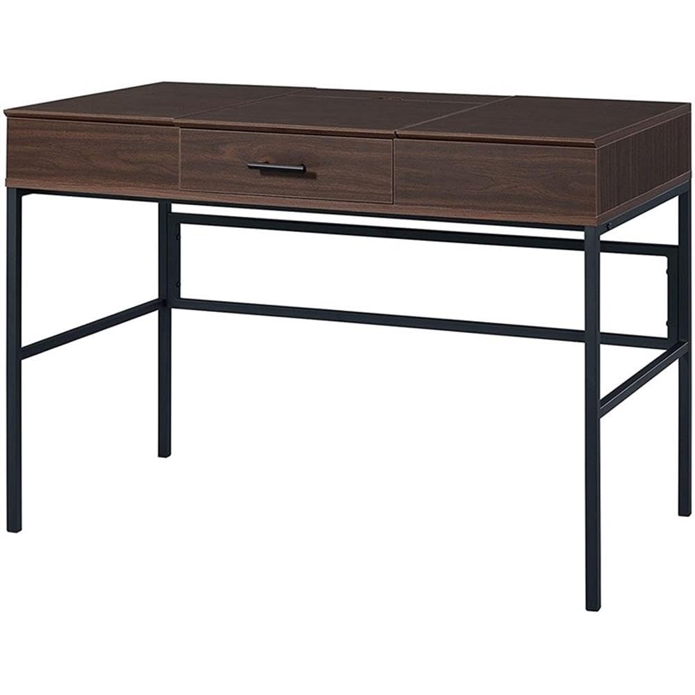 Acme Verster Wooden Storage Writing Desk with USB Port in Oak and Black