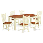 East West Furniture QUDO7-WHI-W 7 Piece Kitchen Table & Chairs Set Consist of a Rectangle Dining Room Table with Butterfly Leaf and 6 Solid Wood Seat Chairs, 40x78 Inch, Buttermilk & Cherry