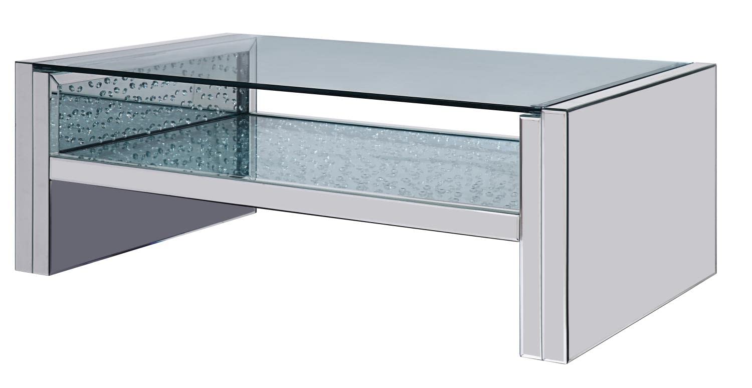 Acme Nysa Coffee Table in Mirrored and Faux Crystals