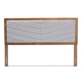 Baxton Studio IDEN Modern and Contemporary Light Grey Fabric Upholstered and Walnut Brown Finished Wood King Size Headboard