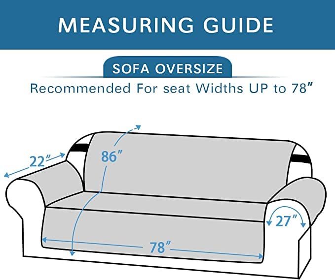 H.Versailtex Reversible Couch Covers For 3 Cushion Couch Water Resistant Sofa Couch Cover Washable Furniture Cover With Non-Slip Elastic Strap For Dogs, Pets, Kids(Oversized Sofa, Light Grey/Beige)