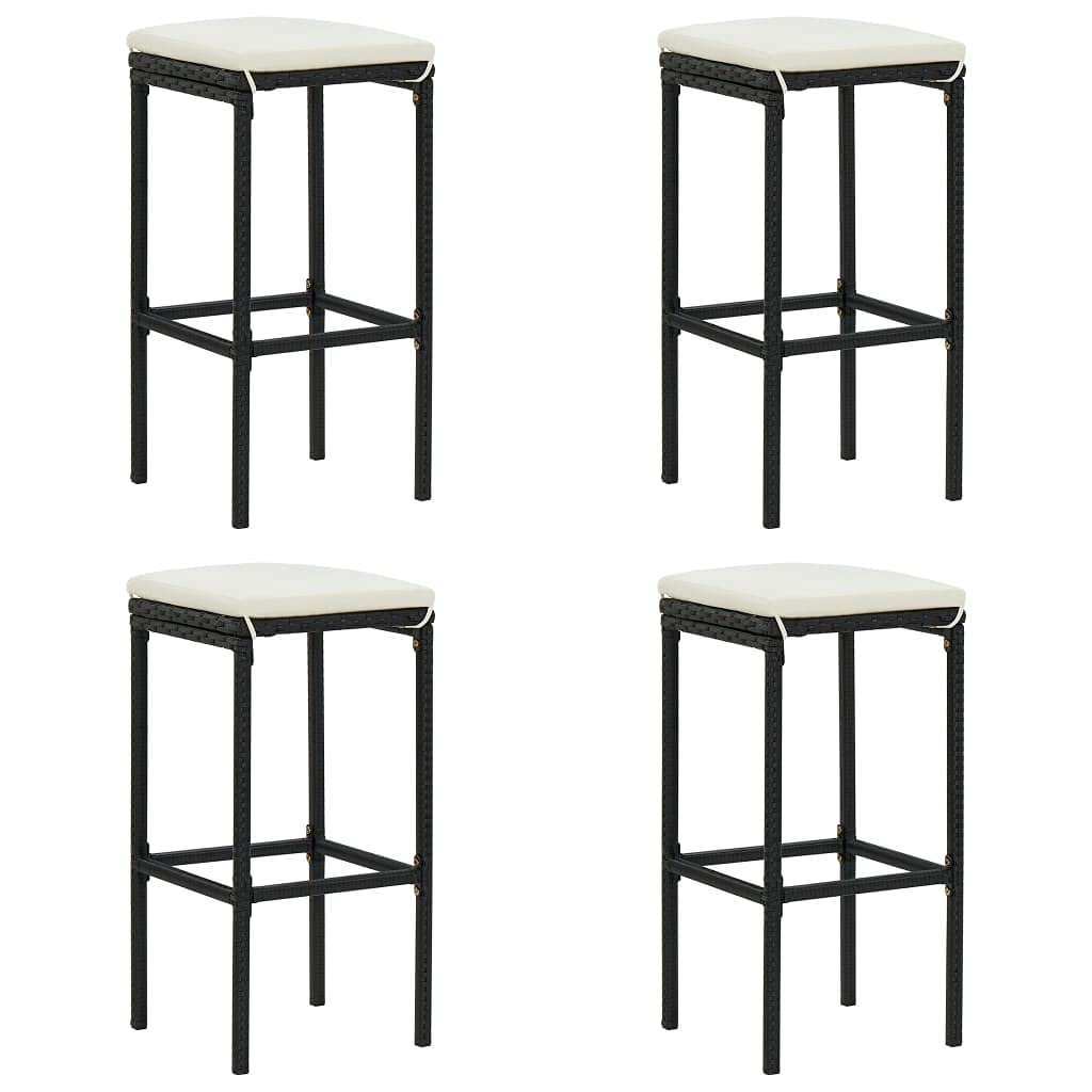 vidaXL Patio Bar Set 5 Piece, Bar Stool for Outdoor Garden Backyard, Bistro Set with Cushions, Bar Table, Farmhouse Modern Style, Black