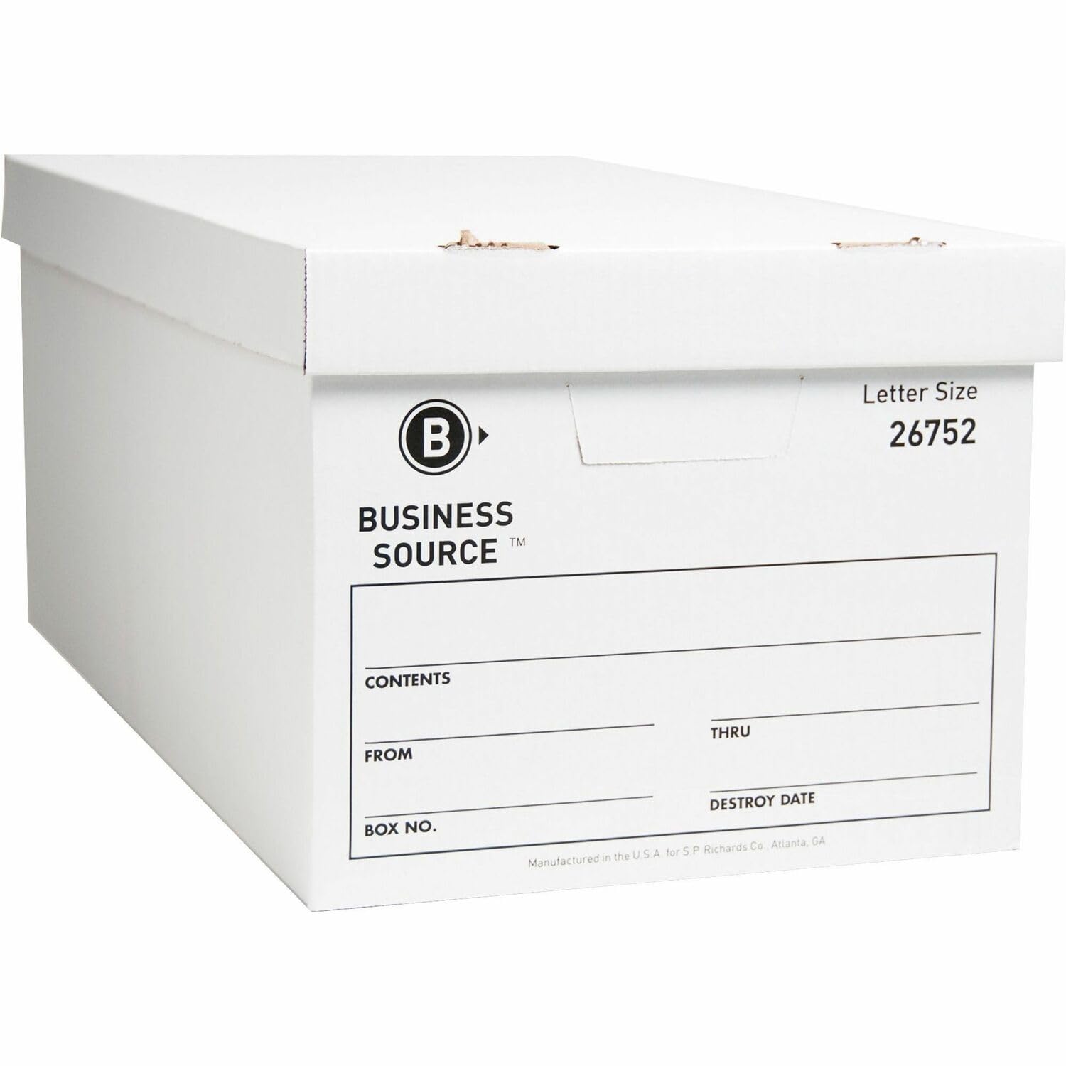 Business Source 26752 Storage Boxes, Ltr, 500 Lb, 12-Inch X24-Inch X10-Inch , 12/Ct, White