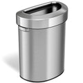 iTouchless 18 Gallon Semi-Round Stainless Steel Open Top Trash Can and Recycle Bin, 68 Liter, Slim and Space-Saving Design for H