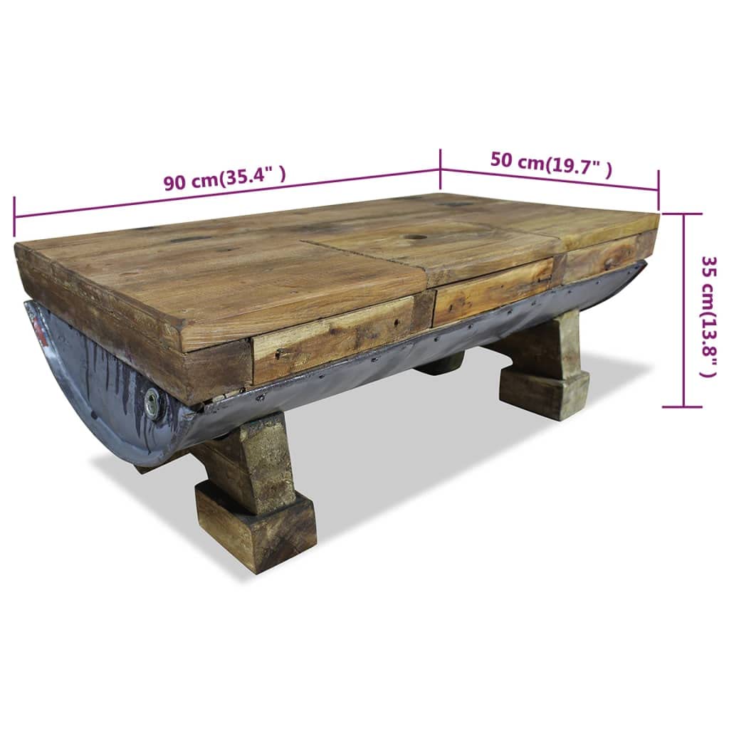 vidaXL Handmade Coffee Table with Industrial Design - Thumbnail 3