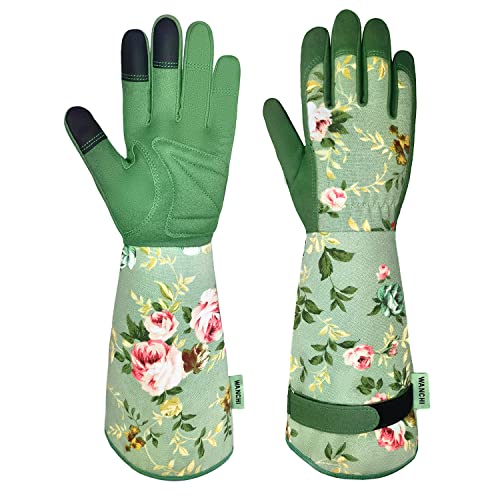 Wanchi Garden Gloves, Long Sleeve Leather Gardening Gloves For Yard And Gardening Work, Gardening Gifts For Women, Cute, Comfort