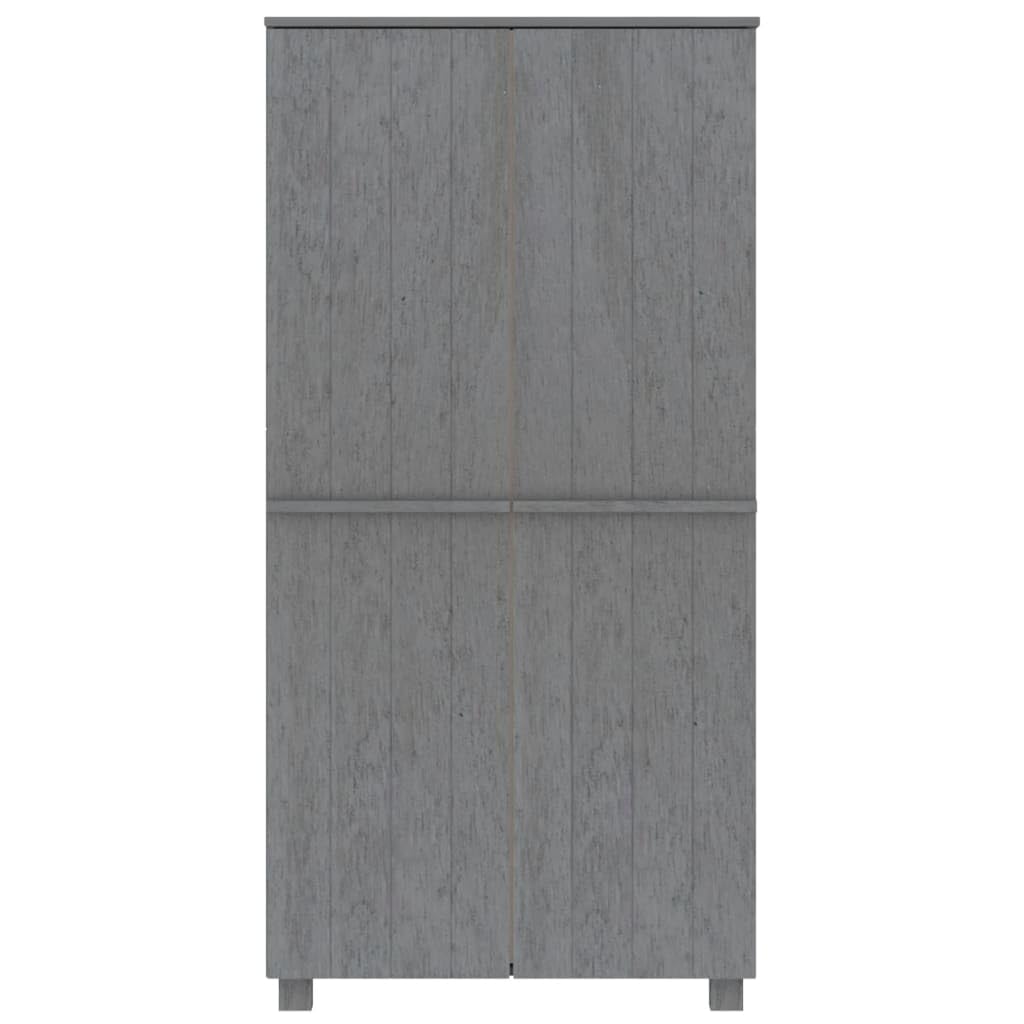 vidaXL Dark Grey Wardrobe, 35&quot;x19.7&quot;x70.9&quot;, Constructed from Solid Pine Wood, Featuring Organized Two Compartment Storage Design, Includes Hanging Rod, Easy to Assemble