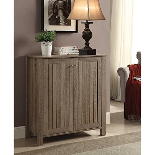 Coaster Transitional Weathered Gray Two Door Shoe Storage Cabinet with Three Shelves