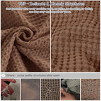 Phf 100% Cotton Waffle Weave Throw Blanket 50' X 60'-Lightweight Washed Soft Breathable Blanket For Adults And Kids-Perfect Blanket Layer For Couch Bed Sofa-Elegant Home Decoration - Cappuccino