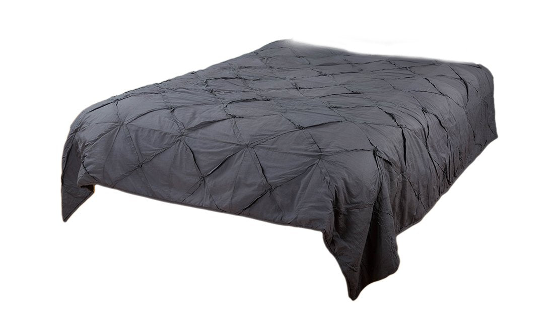 Rizzy Home | BT1713 | Polyester Quilt | 106&quot;x92&quot; Gray/Neutral/ Solid Textured