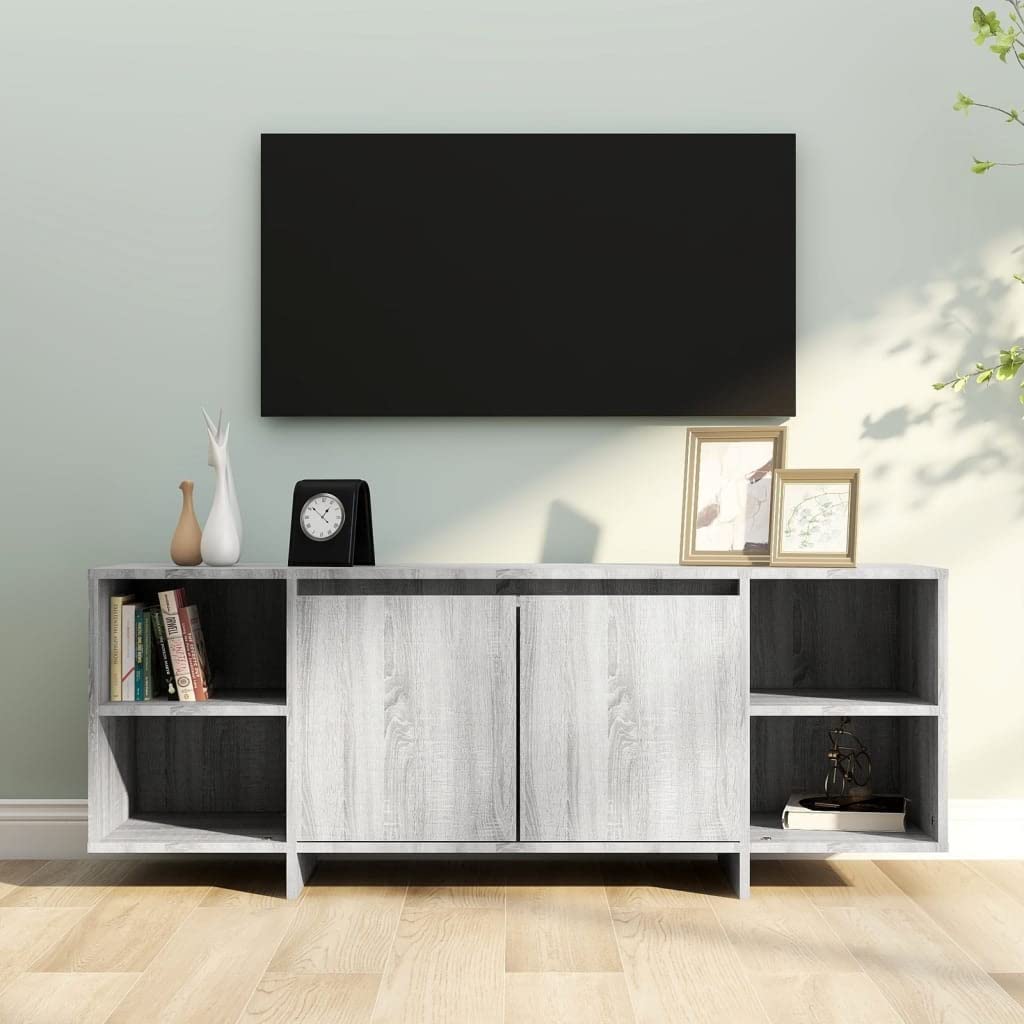 vidaXL TV Cabinet Gray Sonoma 51.2&quot;x13.8&quot;x13.8&quot; Chipboard