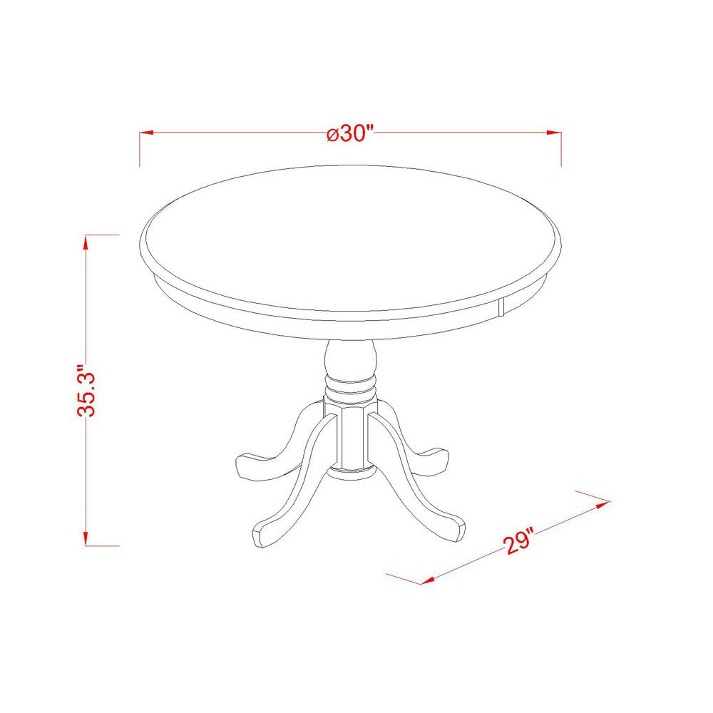 East West Furniture EDQU5-BLK-W 5 Piece Counter Height Dining Set Includes a Round Kitchen Table with Pedestal and 4 Dining Room Chairs, 30x30 Inch, Black & Cherry
