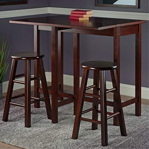 Ergode Exquisite Dining Set | Double Drop Leaf Table | Ladder Back Chairs | Solid Wood | Walnut Finish | (94394-VV)