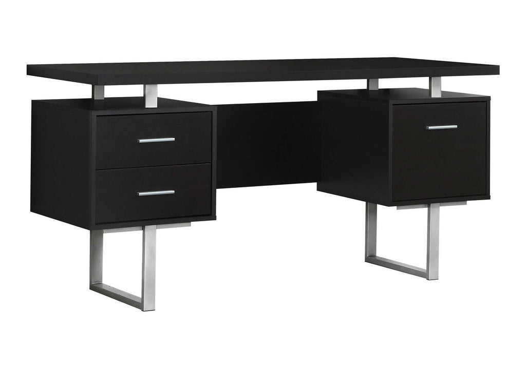 Monarch Specialties Cappuccino Hollow-Core/Silver Metal Office Desk, 60-Inch