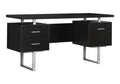 Monarch Specialties Cappuccino Hollow-Core/Silver Metal Office Desk, 60-Inch