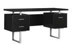 Monarch Specialties Cappuccino Hollow-Core/Silver Metal Office Desk, 60-Inch