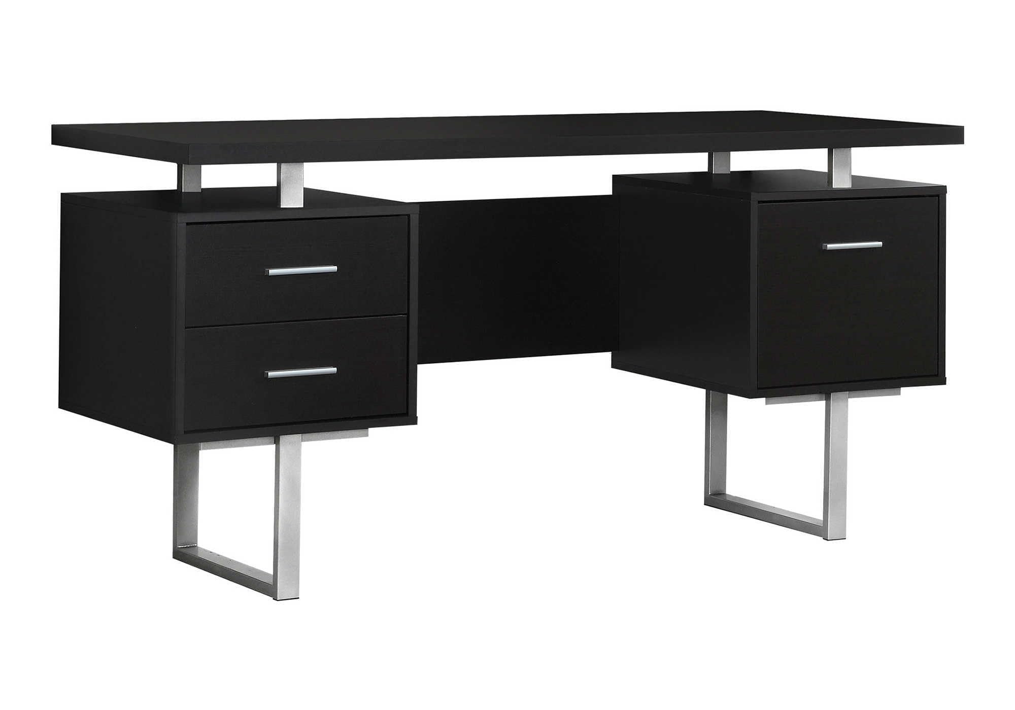 Monarch Specialties Cappuccino Hollow-Core/Silver Metal Office Desk, 60-Inch