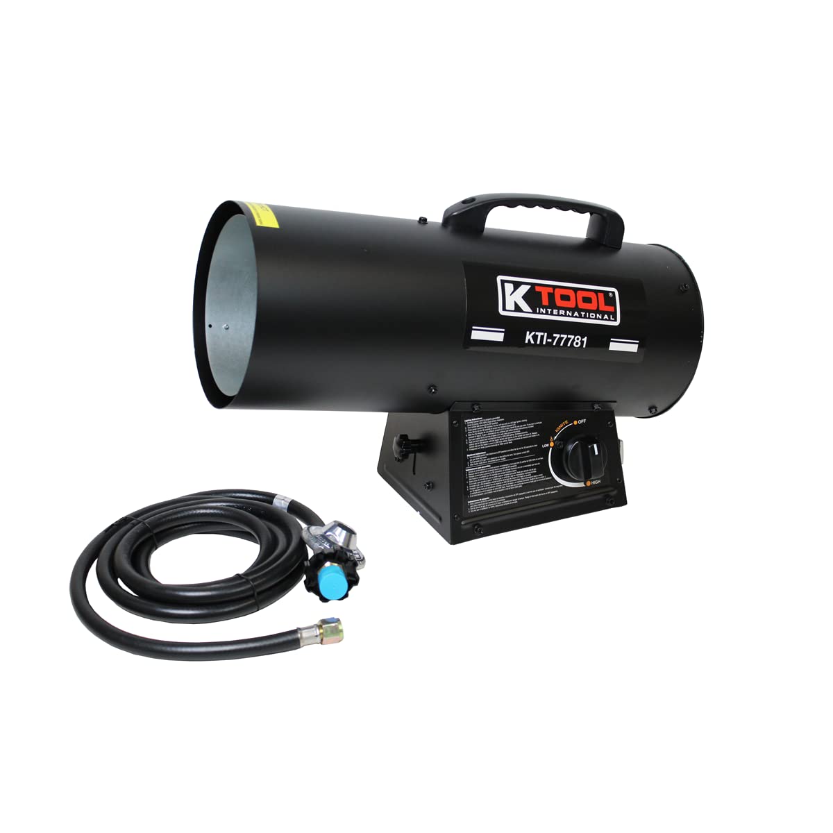 K Tool International 77781 Industrial Forced Air Propane Space Heater With Adjustable Height For Warehouse, Garage, Shop, And Jo