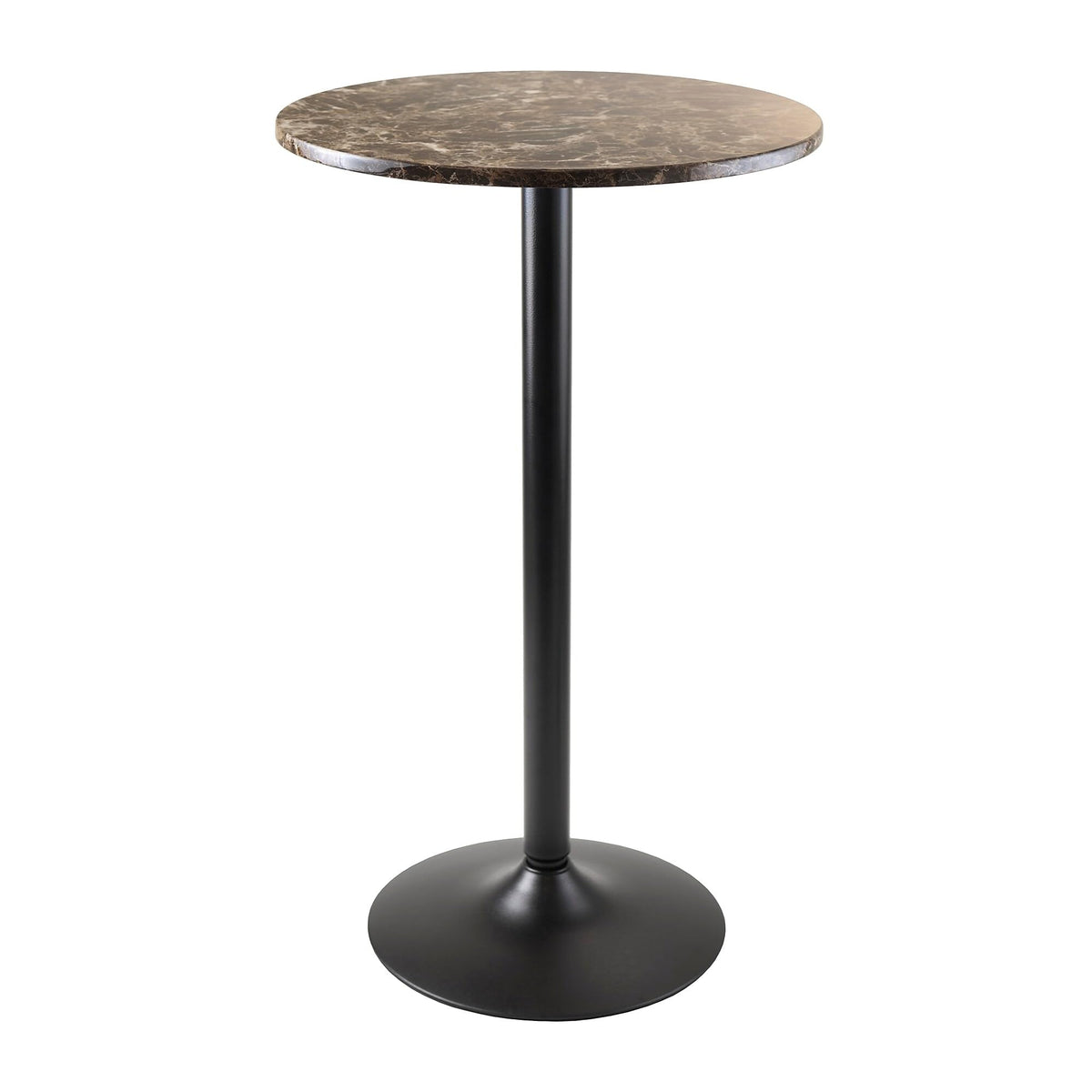 Winsome Cora 40.04-Inch Faux Marble Bar Height Round Pub Table, Black/Brown (76124)