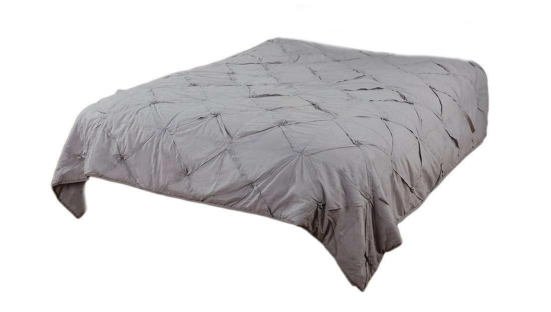 Rizzy Home | BT1712 | Polyester Quilt | 90&quot;x92&quot; Gray/Neutral/ Solid Textured