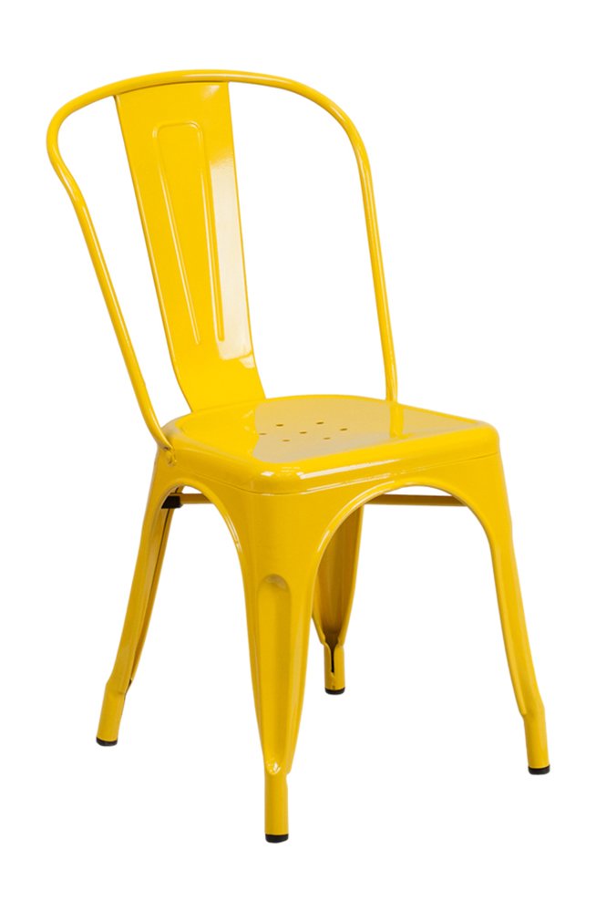 Flash Furniture Commercial Grade 23.75&quot; Square Yellow Metal Indoor-Outdoor Table Set With 2 Stack Chairs