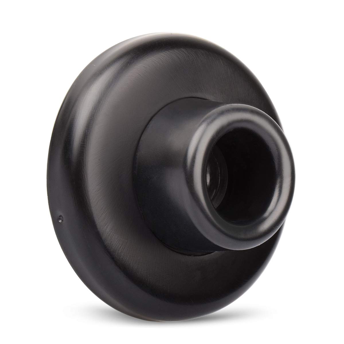 Kovosch Concave Wall Door Bumper Stop Black - 2-1/2    Outside Diameter Stainless Steel Cover With 1-1/8    Black Rubber Bumper