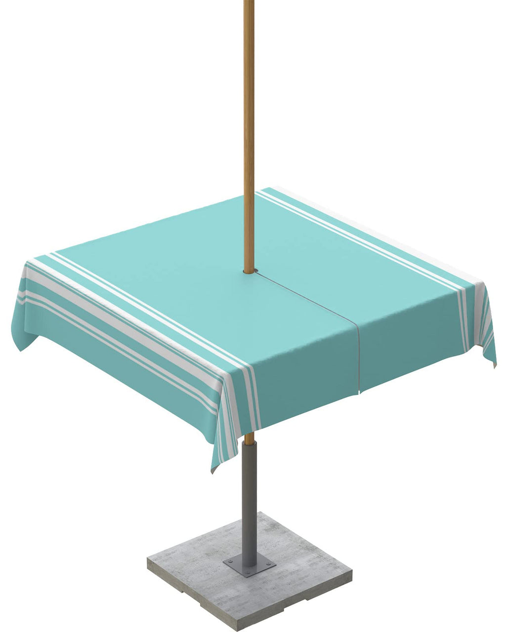 Queenker Outdoor Tablecloth With Umbrella Hole, Farmhouse Teal White Stripe Square Tables Waterproof Tabletop Collection For Pat