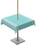 Queenker Outdoor Tablecloth With Umbrella Hole, Farmhouse Teal White Stripe Square Tables Waterproof Tabletop Collection For Pat