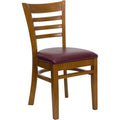 Flash Furniture HERCULES Series Ladder Back Cherry Wood Restaurant Chair - Burgundy Vinyl Seat