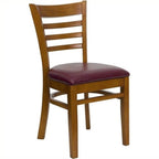 Flash Furniture HERCULES Series Ladder Back Cherry Wood Restaurant Chair - Burgundy Vinyl Seat