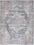 HomeRoots 522461 8 x 10 ft. Blue Floral Power Loom Distressed Washable Rectangle Traditional Area Rug