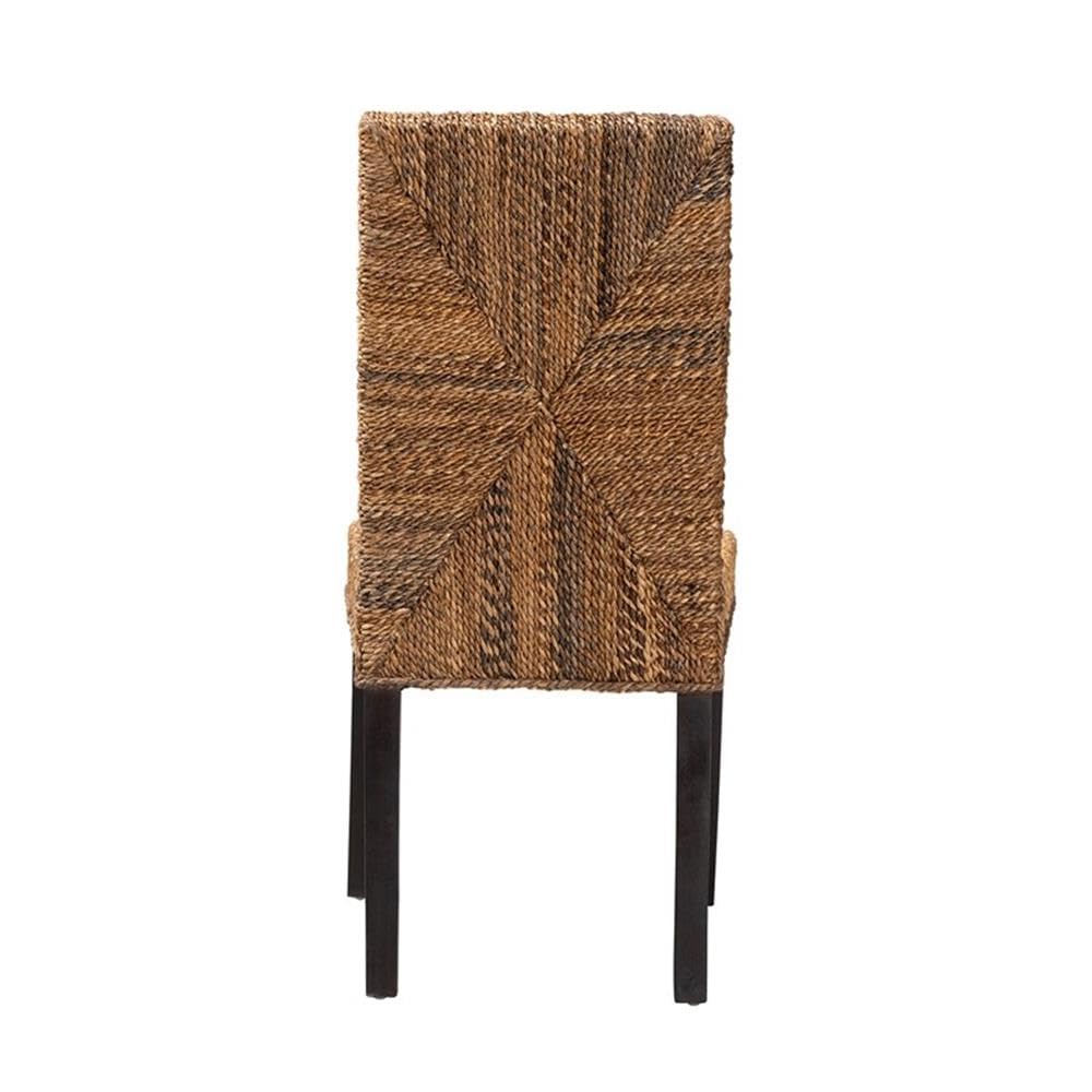 Baxton Studio Laymi Modern Bohemian Dark Brown Mahogany Wood And Banana Fiber Dining Chair