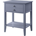 Acme Grardor Wooden Side Table with USB Charging Dock in Gray