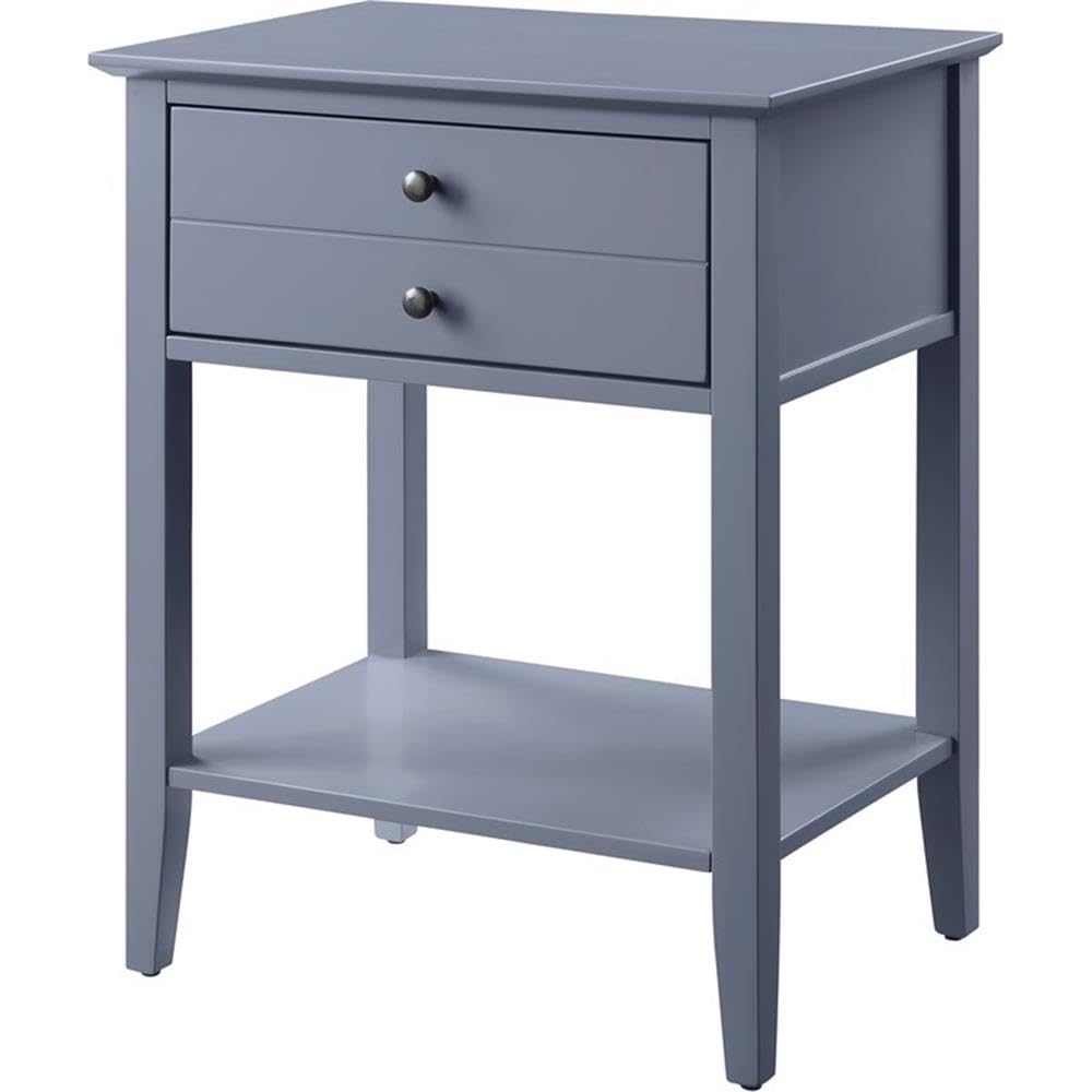 Acme Grardor Wooden Side Table with USB Charging Dock in Gray