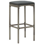 vidaXL Acacia & Poly Rattan 5Pc Patio Bar Set - Gray Outdoor Bar Table and Stools with Comfort Cushions, Footrest, Washable Covers