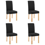 vidaXL Dining Chairs 4 Pcs, Side Chair with Wood Frame, Upholstered Fabric Accent Chair for Home Kitchen Living Room, Black Fabric
