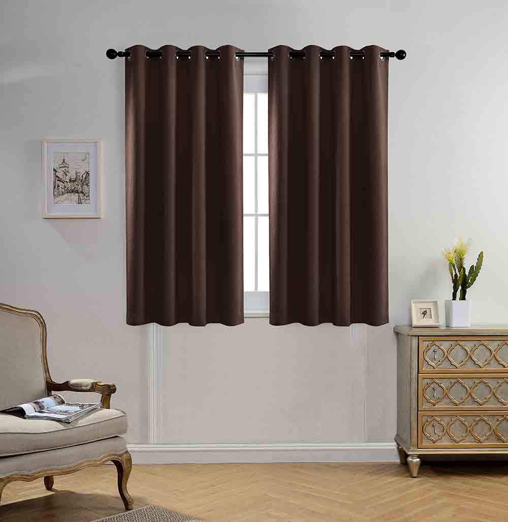 Miuco Blackout Curtains Room Darkening Textured Look Grommet Panels 2 Panels For Window Treatment 52X63 Inch Chocolate