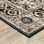 HomeRoots 508976 6 x 9 ft. Black Gray Tan & Ivory Oriental Power Loom Stain Resistant Rectangle Area Rug