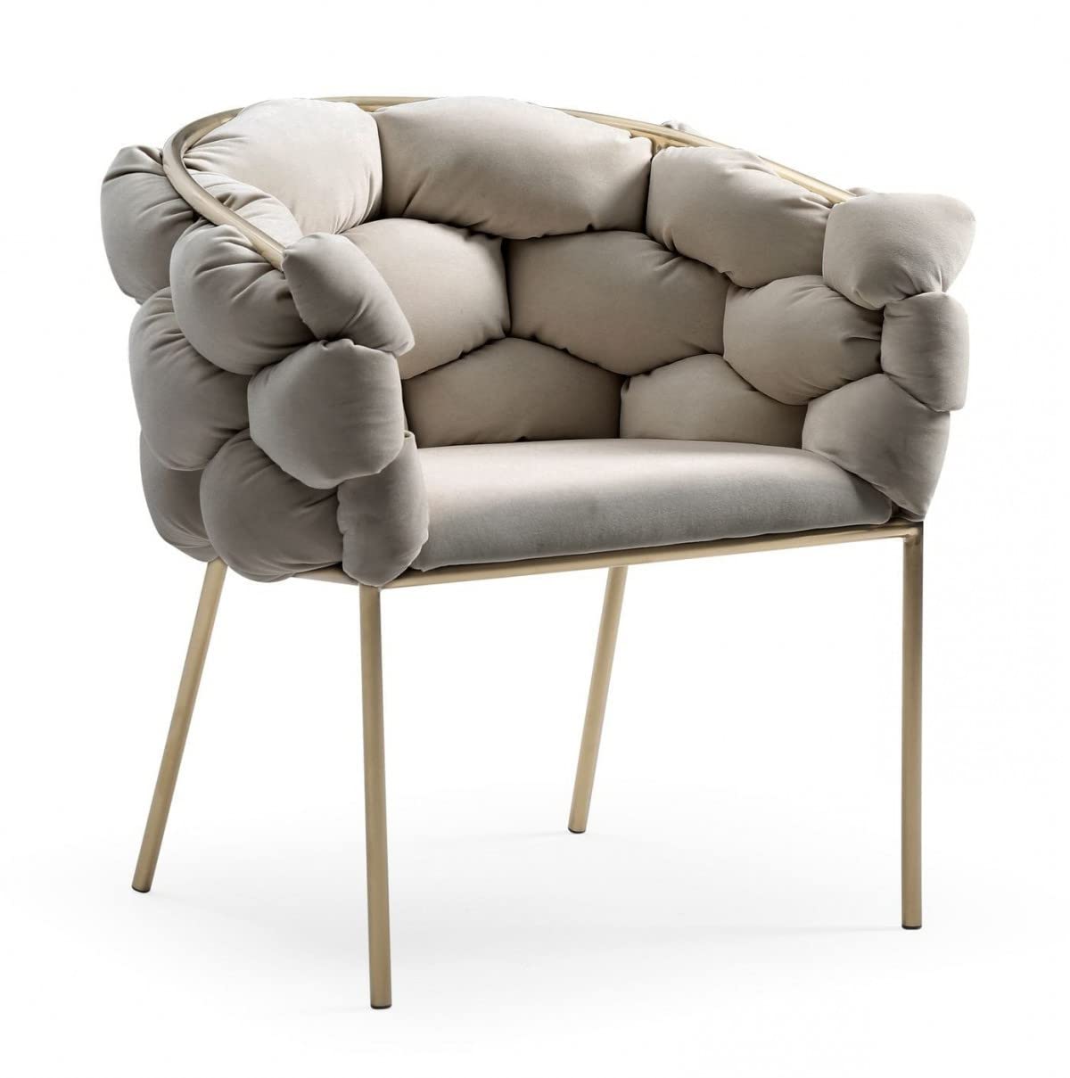 HomeRoots Grey Metal, Fabric Gray Geo Velvet and Brushed Brass Velvet Dining Chair