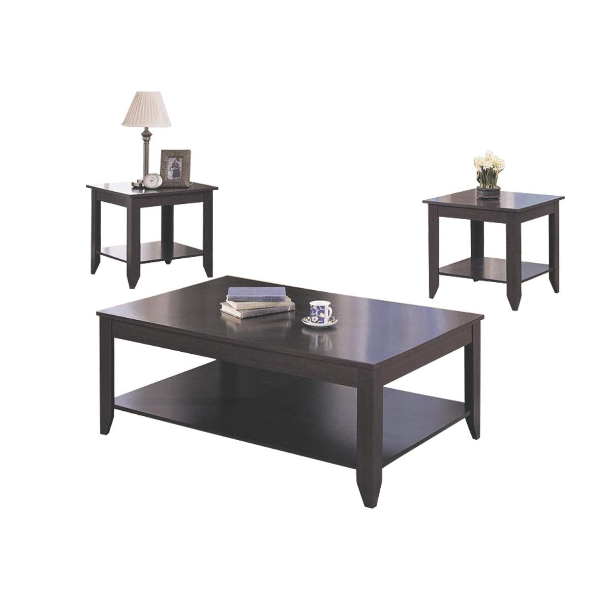 Coaster Home Furnishings Stewart 3-Piece Occasional Table Set With Lower Shelf Cappuccino