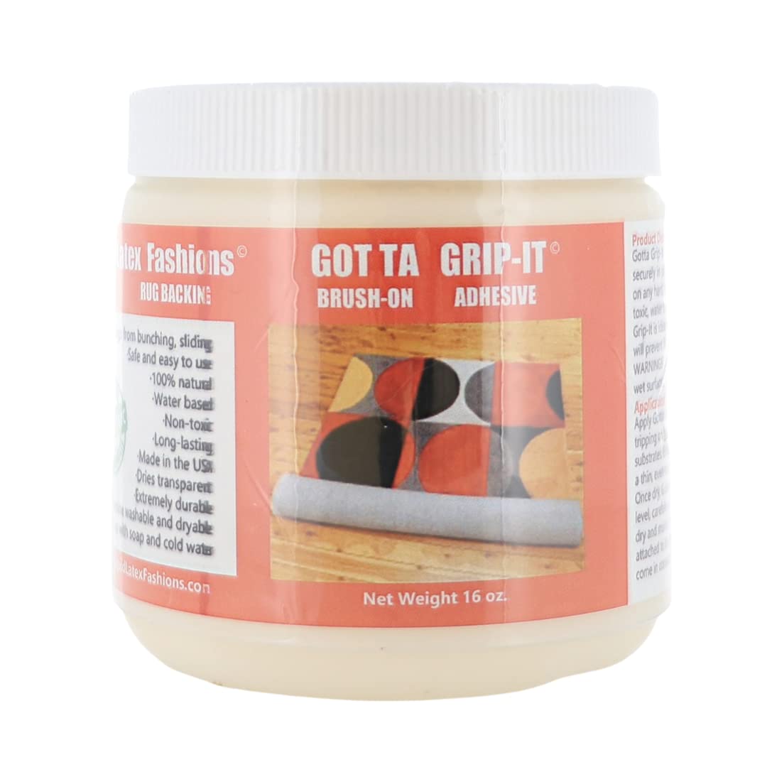 Gotta Grip-It Non-Slip Rug Fixative Gum 16 Oz - Safe and Easy to Use, Machine Washable and Dryer Safe, Backings Adhesive, Natura
