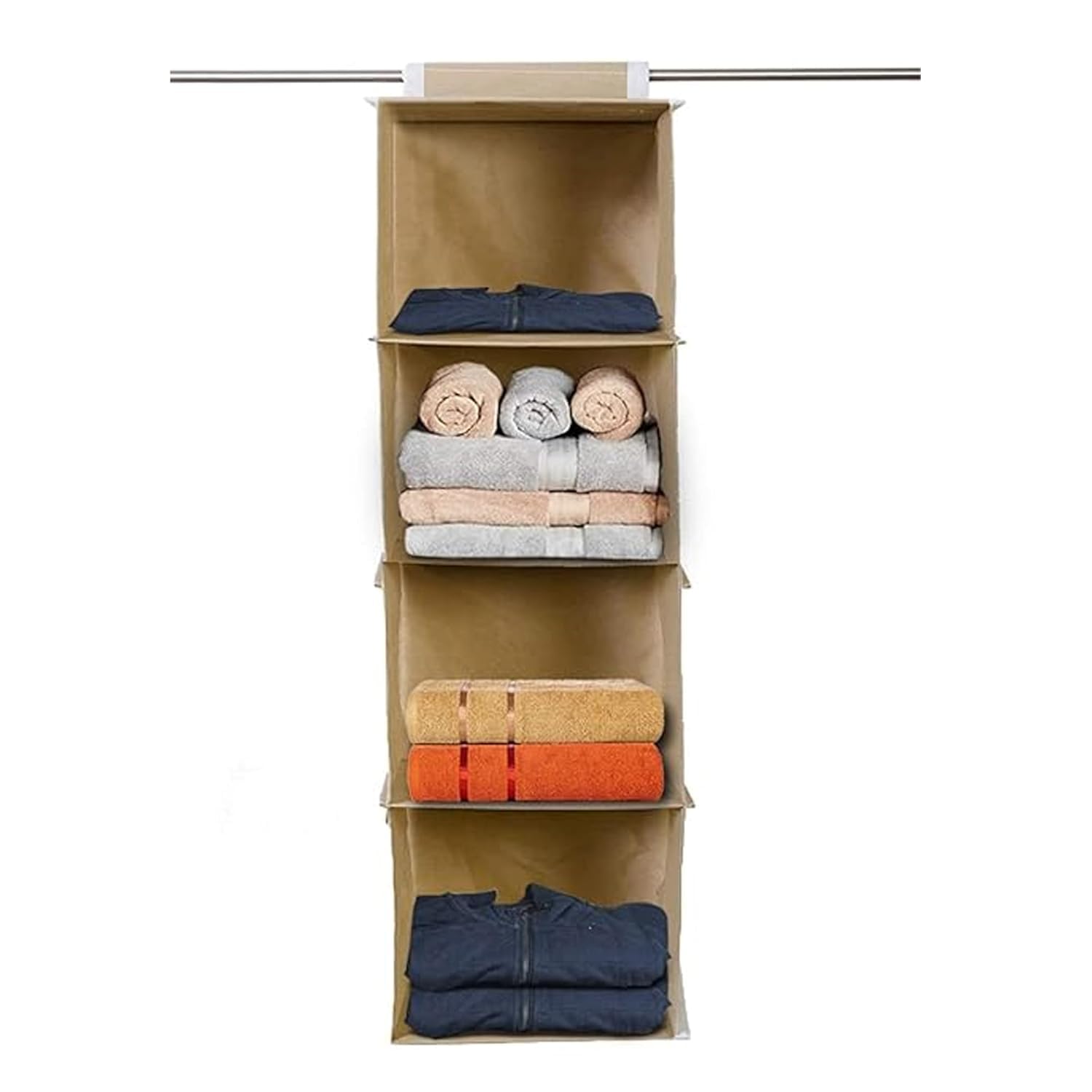 4Shelf Hanging Closet Organiser, 80X31X25 Cm, Beige